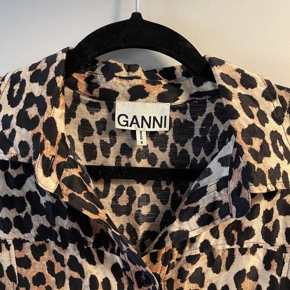 Ganni Linen and Silk blouse - Leopard Sz 40 US 8/10 - Picture 4 of 7